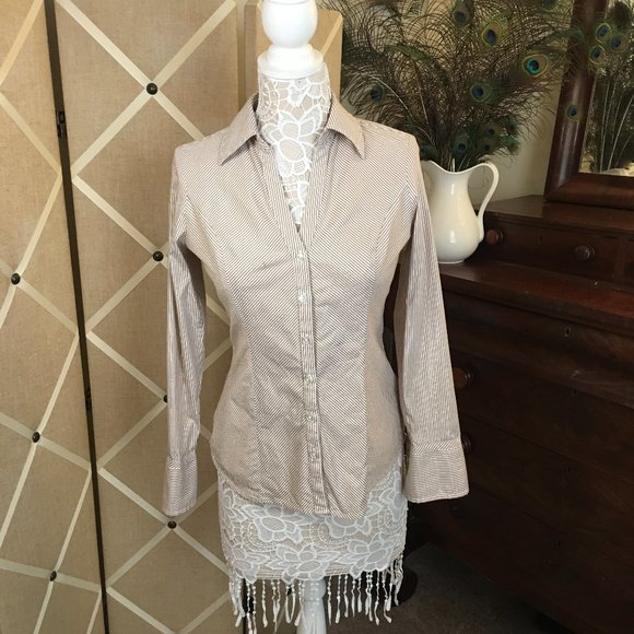 Express Tops - Express Stretch Button Down Blouse